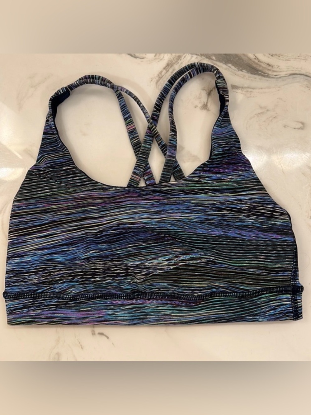Lululemon Energy Bra Size 4 Blue Space Dye High Support Sports Bra